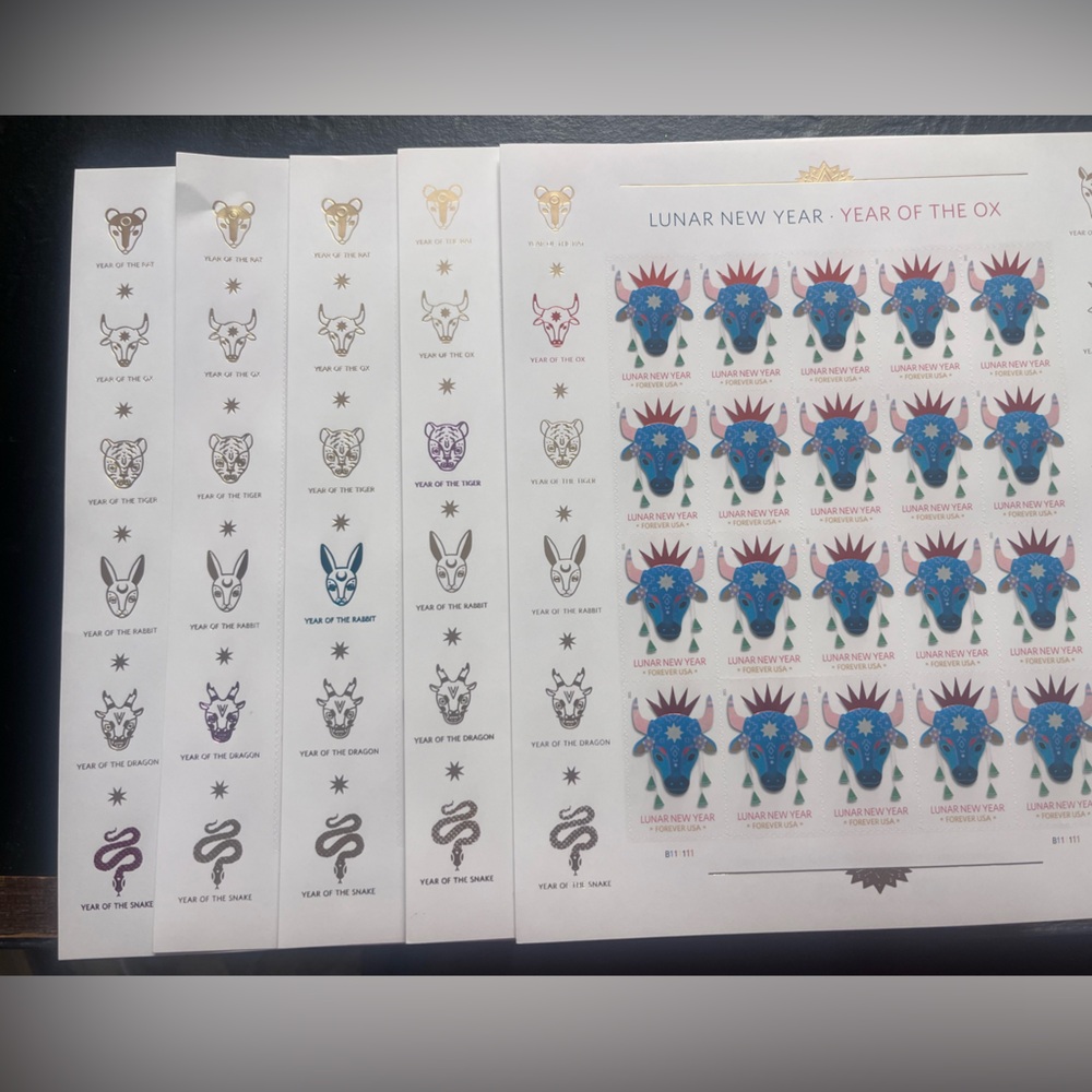Vintage stamps and new